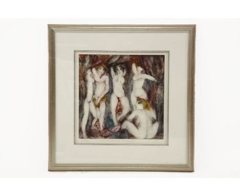 LES DEMOISELLES D' AVIGNONEtching with aquatint printed in colours, signed and titled and numbered 26/35 in pencil, framedfra