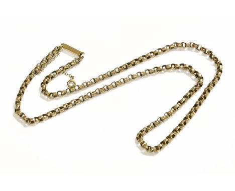 A gold faceted belcher link chain, tested as approximately 9ct gold, clasp marked 15c (15ct gold)13.13g