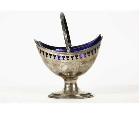 A silver swing-handled sugar basket of navette form, 1789 