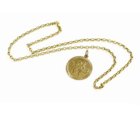A 9ct gold belcher chain, with a 9ct gold St Christopher8.97g