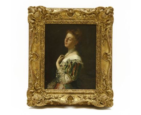 Vincent Jean Baptiste Chevilliard (1841-1904) PORTRAIT OF A GIRL signed, oil on panel, 17.5 x 15cm