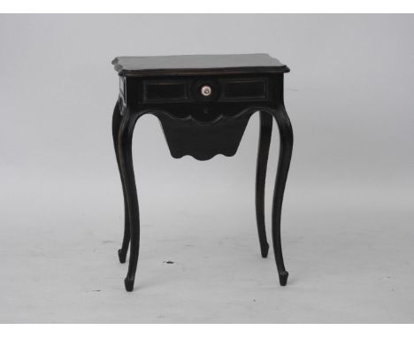 A 19th century rosewood work table, with drawer and cariole legs, 54cm wide, together with a George III circular mahogany tri