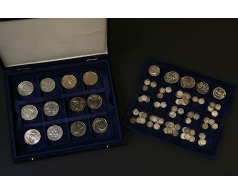 A collection of British and World coins, to include silver threepences, half-crowns, brass threepences, and coppers, etc