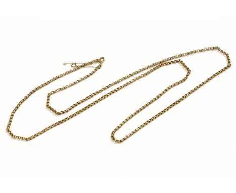 A gold faceted belcher link chain, tested as approximately 9ct gold 11.57g