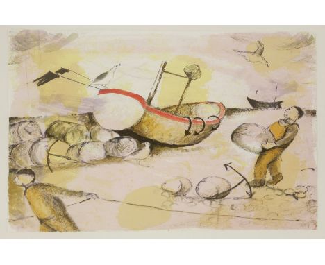 *Tessa Newcomb (British, b.1955)BOATS Lithograph printed in colours, initialled and inscribed 'AP' in pencil,together with tw