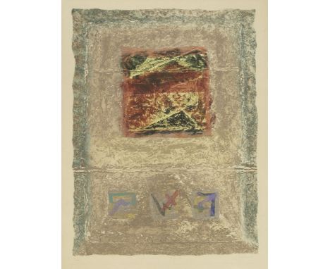 *David Dodsworth (b.1952)'INSIGNIA  #2'Etching and carborundum on embossed paper with gouache and collage, signed and numbere