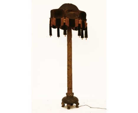 A Japanese carved wood standard lamp, 20th century, 177cm high