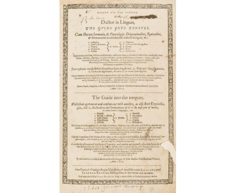 Minsheu (John) Hegemon eis tas Glossas [graece], id est Ductor in Linguas, The Guide Into Tongues, 2 parts in 1 vol., first e