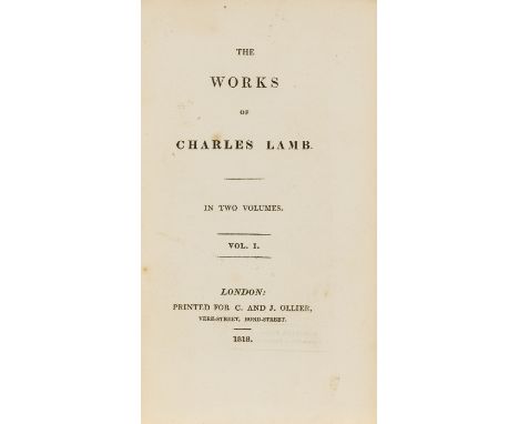 NO RESERVE Lamb (Charles) The Works, 2 vol., first collected edition, half-titles, slightly foxed and browned, original cloth