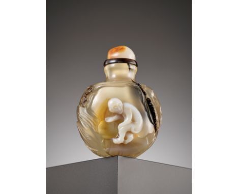 'MONKEY REACHING FOR THE MOON'S REFLECTION', AN IMPORTANT CAMEO AGATE SNUFF BOTTLE, SUZHOU SCHOOLPublished: Journal of The In