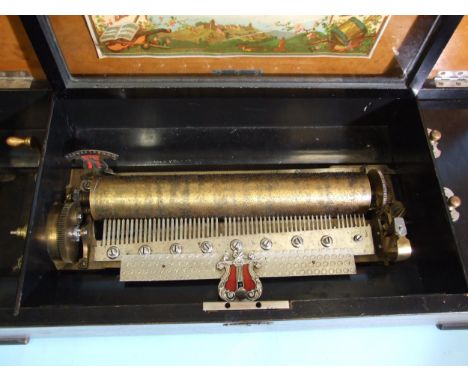 A 19th century Swiss rosewood musical box playing twelve airs, the comb with four teeth missing, mechanism operates, 74cm wid