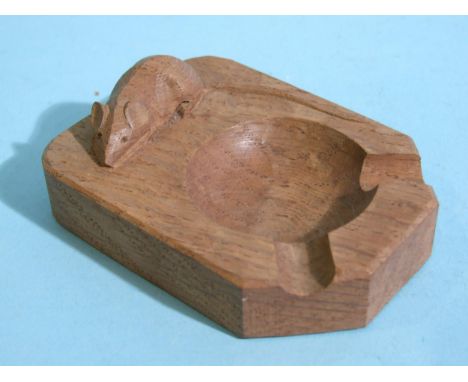 A Robert Thompson of Kilburn 'Mouseman' oak ashtray, 10 x 7.5cm.(small fault to base of tale)