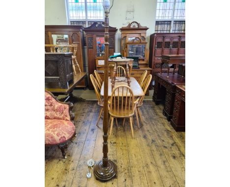 1930's turned oak standard lamp.