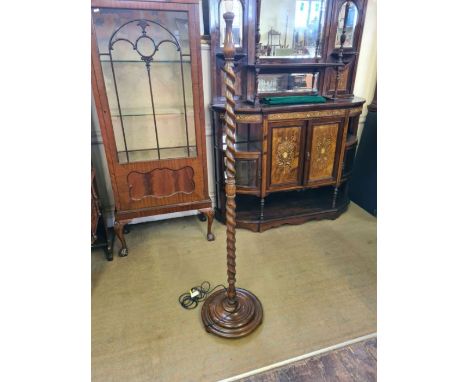 Oak barley twist standard lamp.
