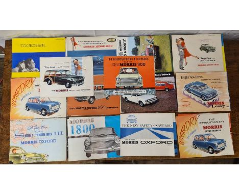 26 original Morris motor car brochures, 1950's and later Mini Coopers, Austin 35, etc.