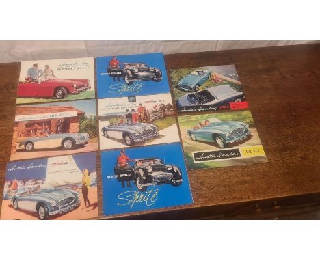 8 x 1950's and later Austin Healey brochures.