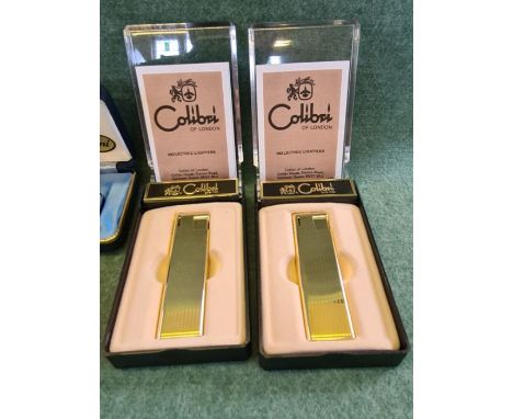 Vintage Colibri mini mono gas and 2 x Colibri molectric lighters with original boxes and a pre war Parker Beacon "The Efficie