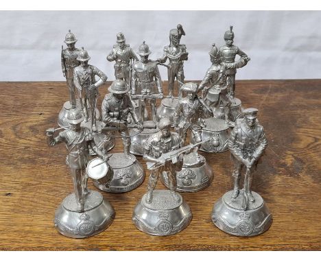 12 Chas C Stadden pewter miliary figures.  Canadian Light Infantry, Royal Regiment of Fusilliers, 7 x Royal Marines.
