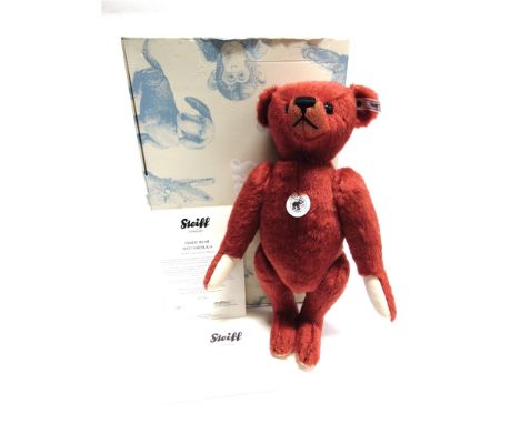 A STEIFF COLLECTOR'S TEDDY BEAR, 'TEDDY BEAR 1912/13 REPLICA'   red, limited edition 794/1000, with certificate of authentici