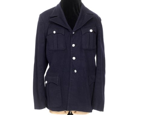 TECHNISCHE NOTHILFE (TeNo) - A NAVY BLUE SERVICE TUNIC  of wool blend construction, with two pleated patch breast pockets and