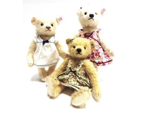THREE STEIFF COLLECTOR'S TEDDY BEARS  comprising 'April', golden blonde, limited edition 220/1500, with certificate of authen