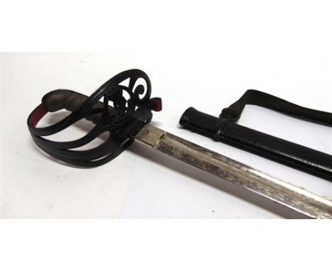 A BRITISH 1827 PATTERN RIFLE REGIMENT OFFICER'S SWORD  by Jones, the 83cm slightly curved plated and polished blade etched 'R