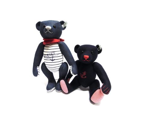 TWO STEIFF COLLECTOR'S TEDDY BEARS  comprising 'Jeans Teddy Bear', blue, limited edition 79/2000, with certificate of authent
