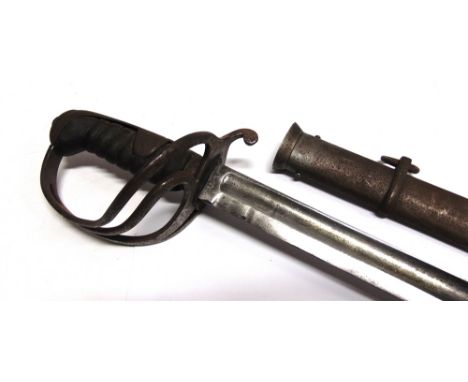 AN INFANTRY OFFICER'S SWORD  the 85cm almost straight blade marked at the ricasso 'A K E / 236', the back edge unmarked and u