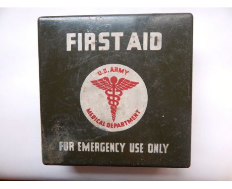 A SECOND WORLD WAR U.S. MOTOR VEHICLE FIRST-AID KIT (24 UNIT) FOR ARMOURED VEHICLES  the steel case retaining much of its ori