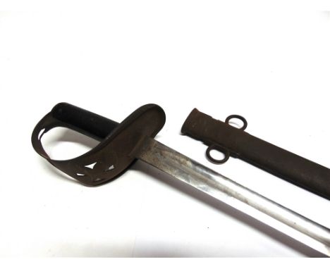 A BRITISH 1885 PATTERN CAVALRY TROOPER'S SWORD  the 87cm slightly curved blade stamped 'YC', 'WD' below a flattened arrow-hea