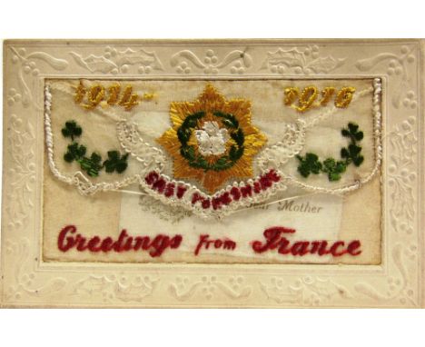 POSTCARDS - GREAT WAR SILKS  Eight regimental cards, comprising the Royal Fusiliers; King's [Own] Regiment; East Yorkshire Re