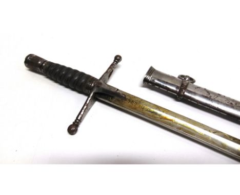 A BRITISH VICTORIAN DRESS SWORD  by Rogers, the 82.5cm straight polished blade etched with a crown, 'VR' cypher, and foliate 