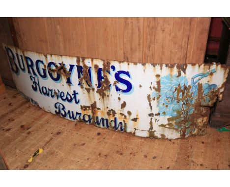 Vintage Burgoynes Wine enamel sign, approximately 230cm by 64cm.