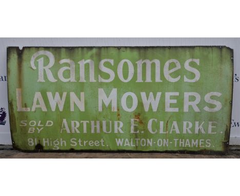 A large Ransoms enamel advertising sign, 92 cm x 183 cm