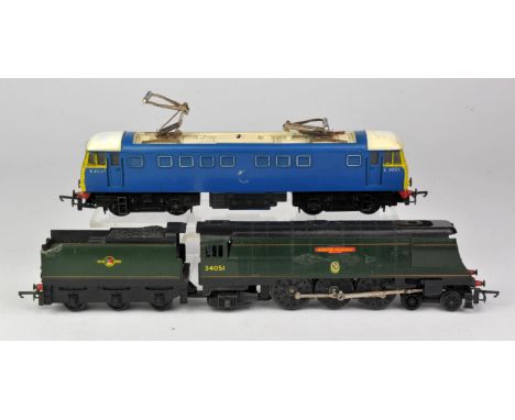 00 gauge Locomotive 4-6-2 Winston Churchill No. 34051 with tender and a tri ang R 753 Electric Locomotive No. E3001Condition 