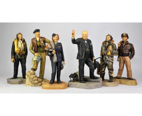 A selection of Limited Edition Ashmor ceramic figures including Winston Churchill (6)
