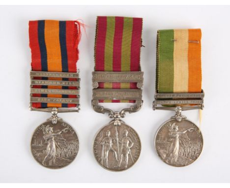 Medal Group awarded to Private Martin. Including a Queens South Africa Medal, with four bars, Wittebergen, Diamond Hill, Joha