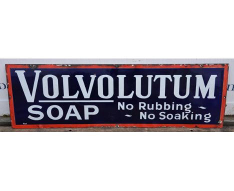 A Volvolutum soap Enamel advertising sign. 122 cm x 38 cm