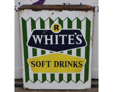 Circa 1970's R whites enamel advertising sign. Size 52 cm x 87 cm.