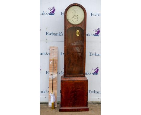 Amendment: Please note that the dial in this clock is painted, and not enamel as catalogued. A mahogany regulator, 19th Centu