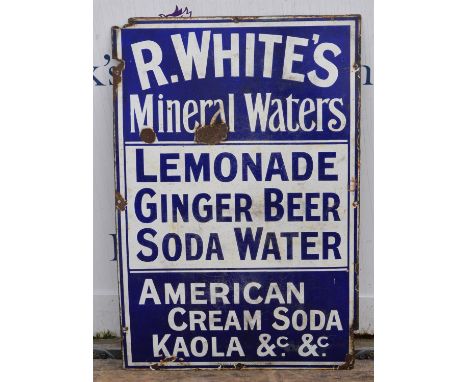 An Early R whites advertising sign 78 cm high x 50.5 cm wide.