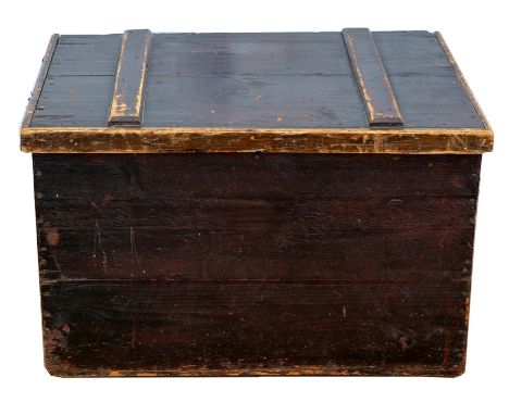 19th century pine trunk with accompanying copy of a note attributing it to Charles H Brew, pilot of the Tea Clipper Cutty Sar