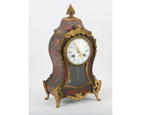 Late 19th century French bou6lle mantle clock, the dial signed Berger A Paris, H 30cm and a black slate and marble mantle clo