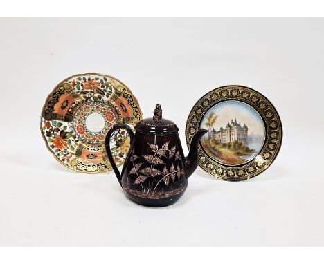 Sevres-style topographical cabinet plate, late 19th century, spurious Chateau des Tuileries marks, other spurious printed Sev