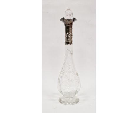 Victorian silver mounted cut glass decanter and stopper, Birmingham 1900, William Hutton &amp; Sons, of baluster form on a ci