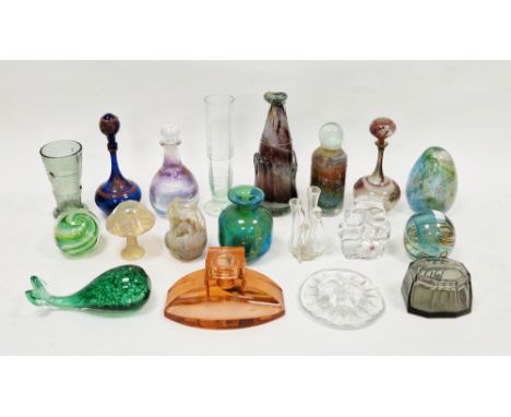 Collection of 20th century glass including Pembrokeshire glass whale paperweight, Cowdy paperweight, Kerry glass paperweight,