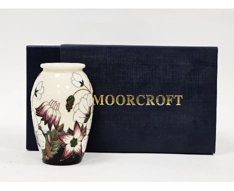 Moorcroft oviform small vase&nbsp;in the Bramble Revisited pattern, designed by Alicia Amison, circa 2010, printed and impres