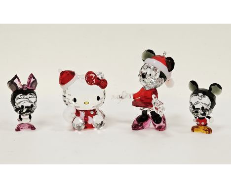 Four Swarovski crystal glass ornaments including a Disney Minnie Mouse Christmas ornament (2013 issue) 5004687, a Disney Cuti