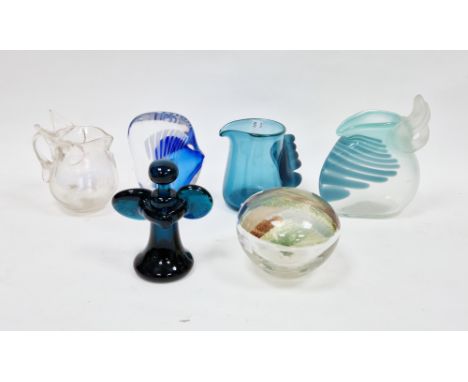 Collection of Art glass including a Pauline Solven vase of globular form, etched with cloud-shaped motifs and with green, pur