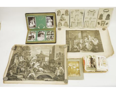 Mixed lot of ephemera including an early 20th century postcard album containing postcards of famous women of the era, early 2